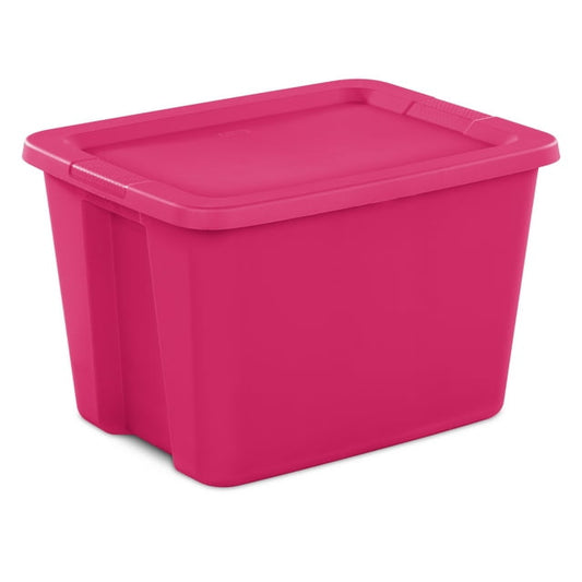 18 Gallon Tote Box Plastic, Fuchsia Burst, Set of 8