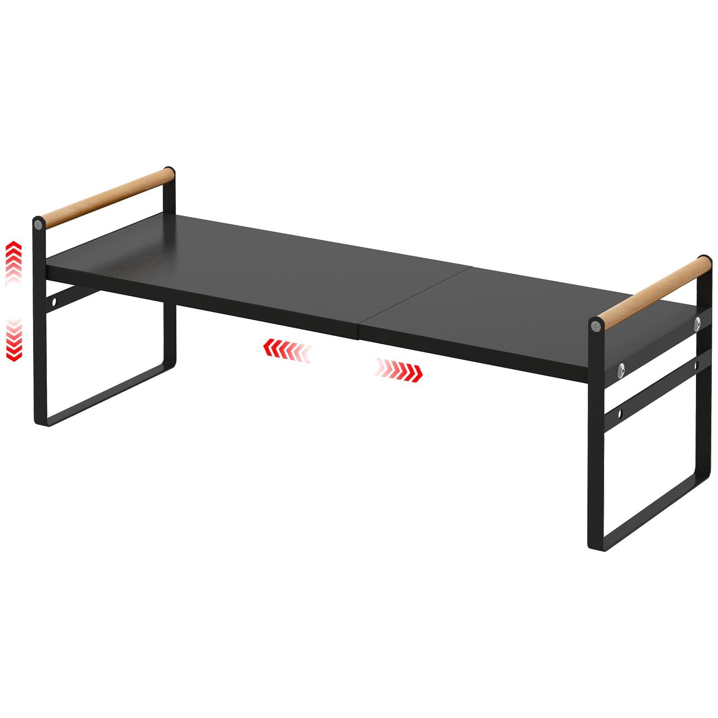 Two retractable frames - Expandable Cabinet Shelf Organizer,Stackable Pantry Shelf Organizer Adjustable Height  Countertop Storage Shelf Rack Cupboard Spice Rack for Cabinet Kitchen Bathroom Pantry