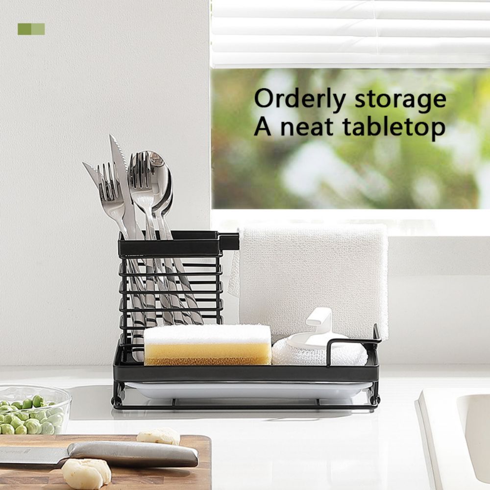 Kitchen Supplies Cloth Rack New Sponge Cloth Drain Rack with Chopstick Tube Easy Storage Storage Shelf Kitchen Sorting Rack