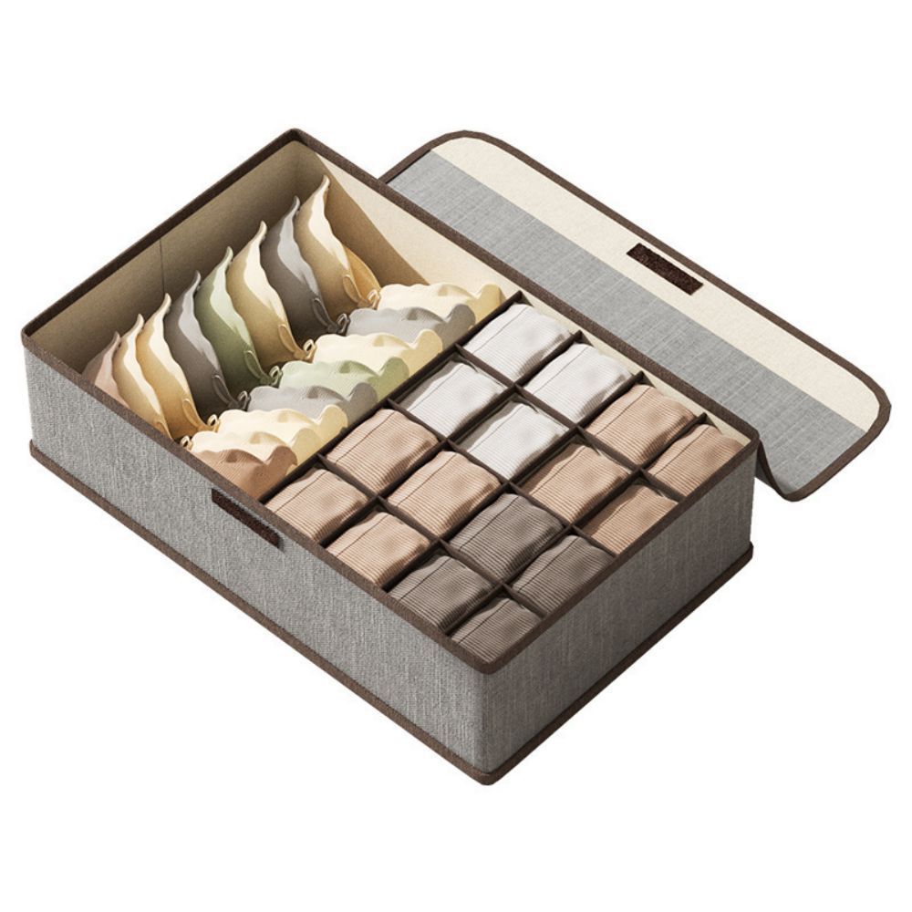 Household Large Capacity Compartment Storage Box With Lid, Three In One Drawer Style Underwear, Underwear, Socks Storage Box, Sorting Box
