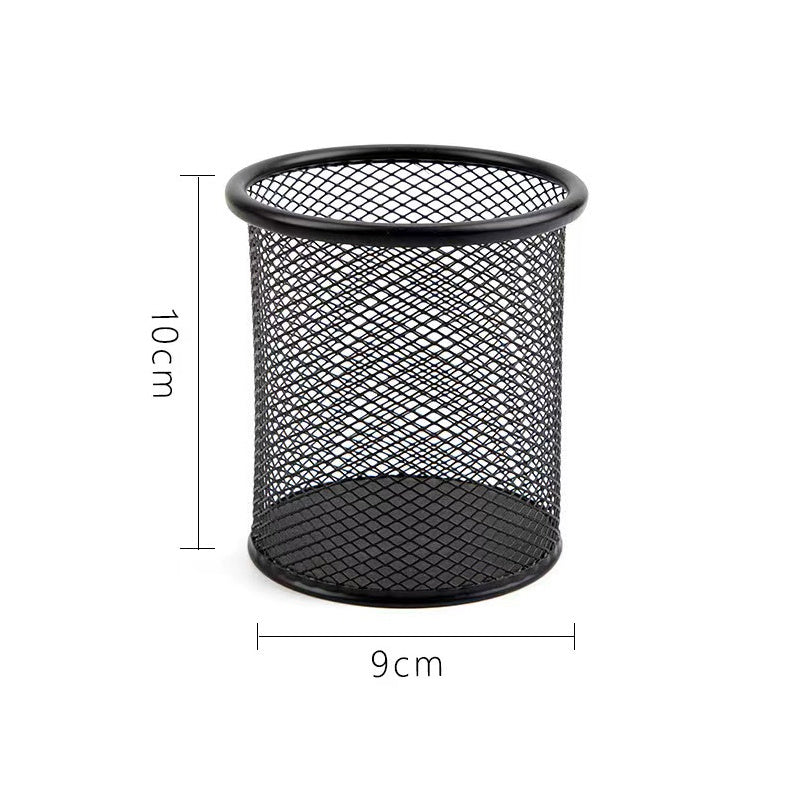 Small desk storage box, mesh multifunctional 3 grid stationery storage box set with 7 stationery storage tools