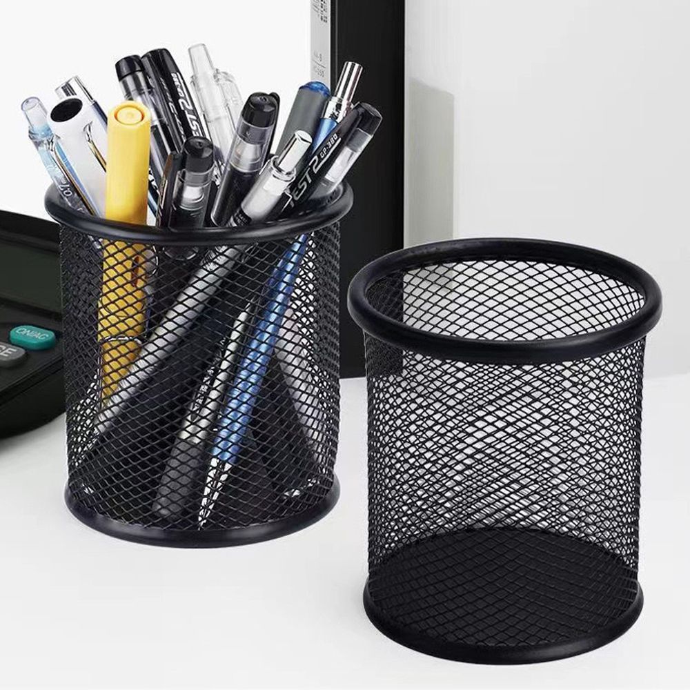 Small desk storage box, mesh multifunctional 3 grid stationery storage box set with 7 stationery storage tools