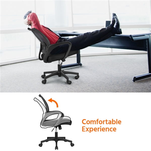 Office Computer Desk Chair Gaming-Ergonomic Mid Back Cushion Lumbar Support with Wheels Comfortable Blue Mesh Racing Seat Adjustable Swivel Rolling Home Executive (Black)