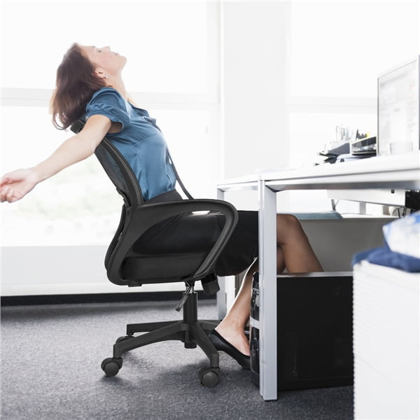 Office Computer Desk Chair Gaming-Ergonomic Mid Back Cushion Lumbar Support with Wheels Comfortable Blue Mesh Racing Seat Adjustable Swivel Rolling Home Executive (Black)