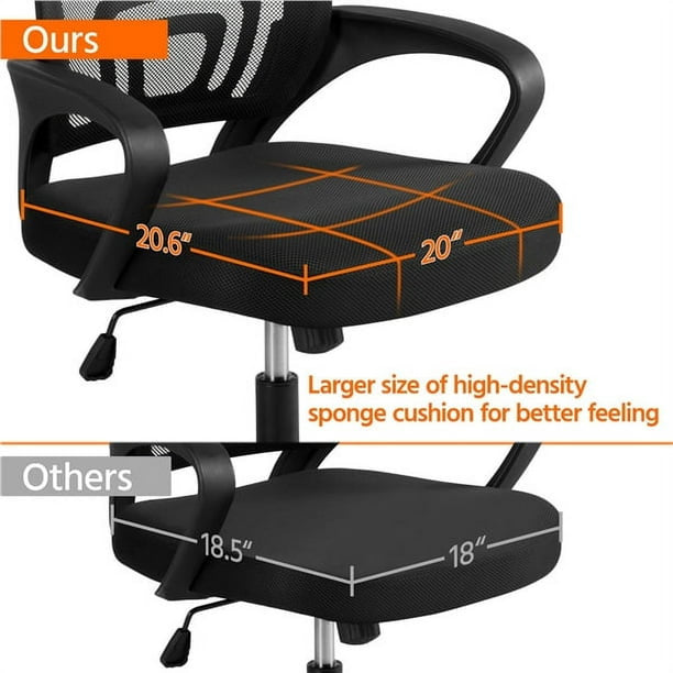 Office Computer Desk Chair Gaming-Ergonomic Mid Back Cushion Lumbar Support with Wheels Comfortable Blue Mesh Racing Seat Adjustable Swivel Rolling Home Executive (Black)