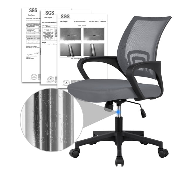 Office Computer Desk Chair Gaming-Ergonomic Mid Back Cushion Lumbar Support with Wheels Comfortable Blue Mesh Racing Seat Adjustable Swivel Rolling Home Executive (Black)