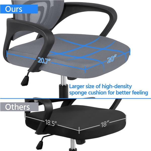Office Computer Desk Chair Gaming-Ergonomic Mid Back Cushion Lumbar Support with Wheels Comfortable Blue Mesh Racing Seat Adjustable Swivel Rolling Home Executive (Black)