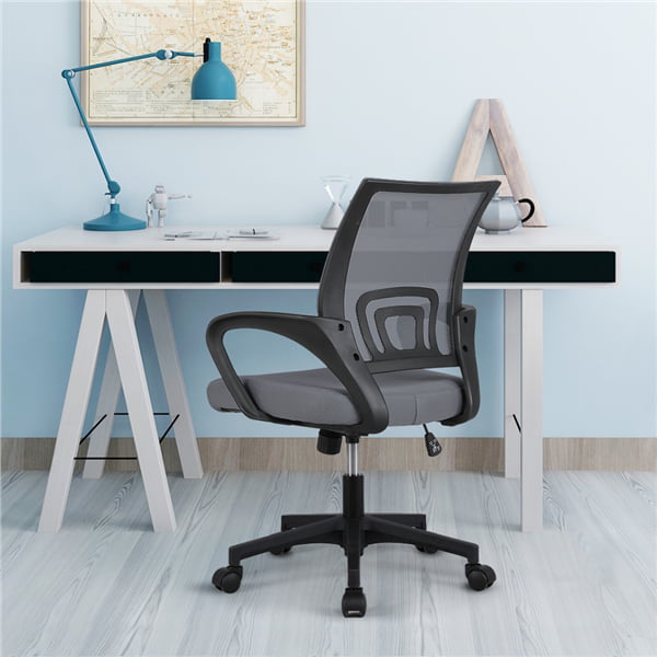 Office Computer Desk Chair Gaming-Ergonomic Mid Back Cushion Lumbar Support with Wheels Comfortable Blue Mesh Racing Seat Adjustable Swivel Rolling Home Executive (Black)
