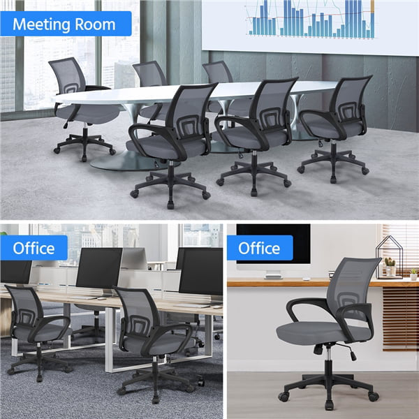 Office Computer Desk Chair Gaming-Ergonomic Mid Back Cushion Lumbar Support with Wheels Comfortable Blue Mesh Racing Seat Adjustable Swivel Rolling Home Executive (Black)