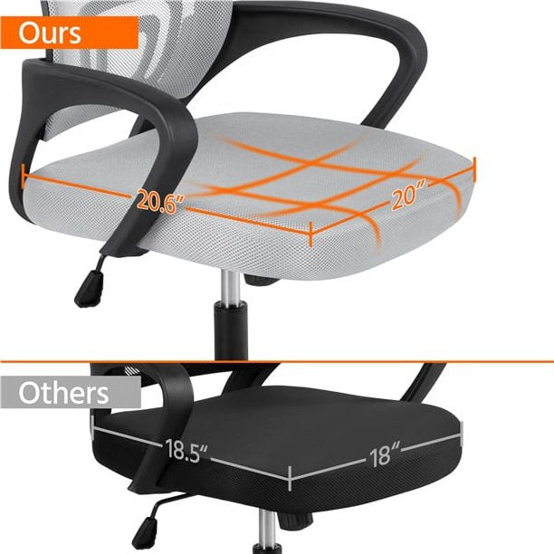 Office Computer Desk Chair Gaming-Ergonomic Mid Back Cushion Lumbar Support with Wheels Comfortable Blue Mesh Racing Seat Adjustable Swivel Rolling Home Executive (Black)