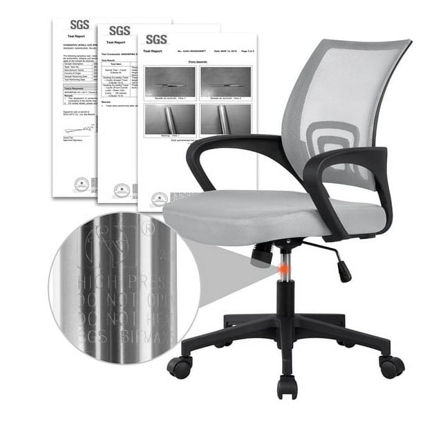 Office Computer Desk Chair Gaming-Ergonomic Mid Back Cushion Lumbar Support with Wheels Comfortable Blue Mesh Racing Seat Adjustable Swivel Rolling Home Executive (Black)