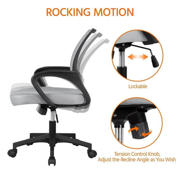 Office Computer Desk Chair Gaming-Ergonomic Mid Back Cushion Lumbar Support with Wheels Comfortable Blue Mesh Racing Seat Adjustable Swivel Rolling Home Executive (Black)