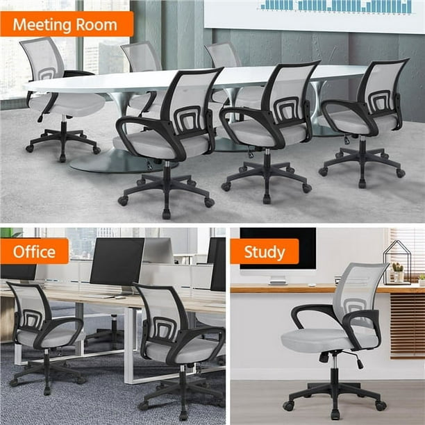 Office Computer Desk Chair Gaming-Ergonomic Mid Back Cushion Lumbar Support with Wheels Comfortable Blue Mesh Racing Seat Adjustable Swivel Rolling Home Executive (Black)