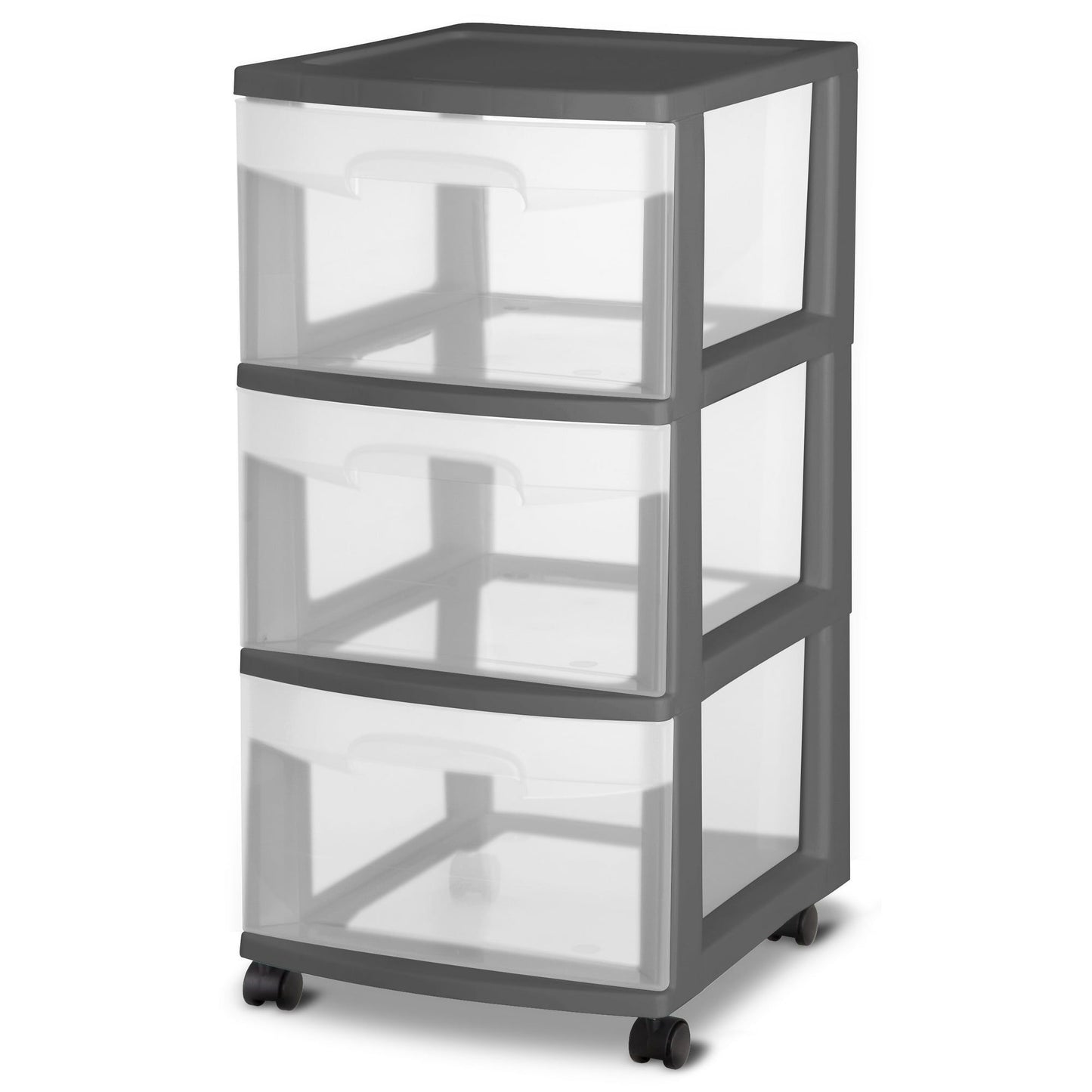3 Drawer Cart Plastic, Gray Flannel, Set of 2