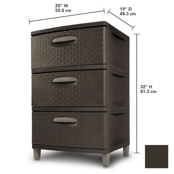 Three Woven Chest of Drawers with Supporting Legs