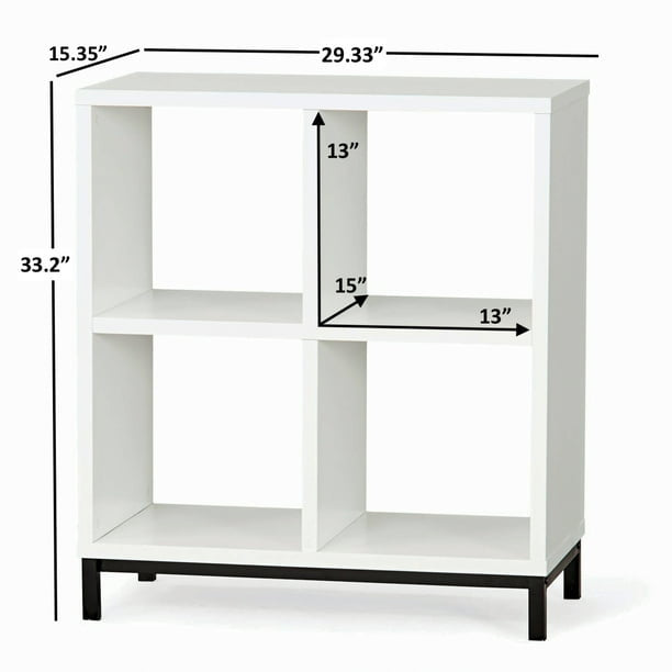 4-Cube Organizer with Metal Base: Versatile Storage Solution,Ideal for Living Rooms, Bedrooms, Offices