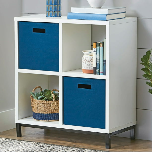 4-Cube Organizer with Metal Base: Versatile Storage Solution,Ideal for Living Rooms, Bedrooms, Offices