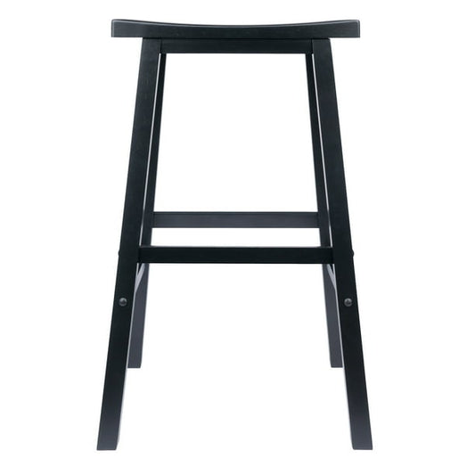 Basics Solid Wood Saddle-Seat Kitchen Counter Barstool, 29-Inch Height, Black