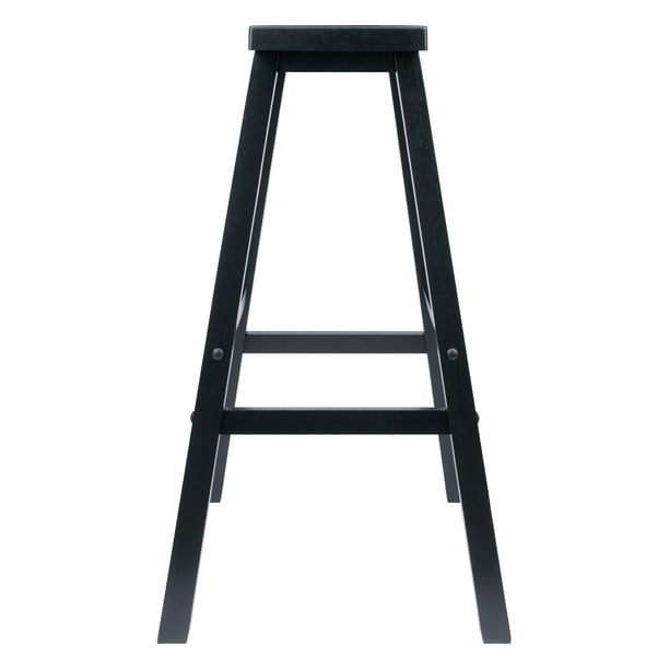Basics Solid Wood Saddle-Seat Kitchen Counter Barstool, 29-Inch Height, Black