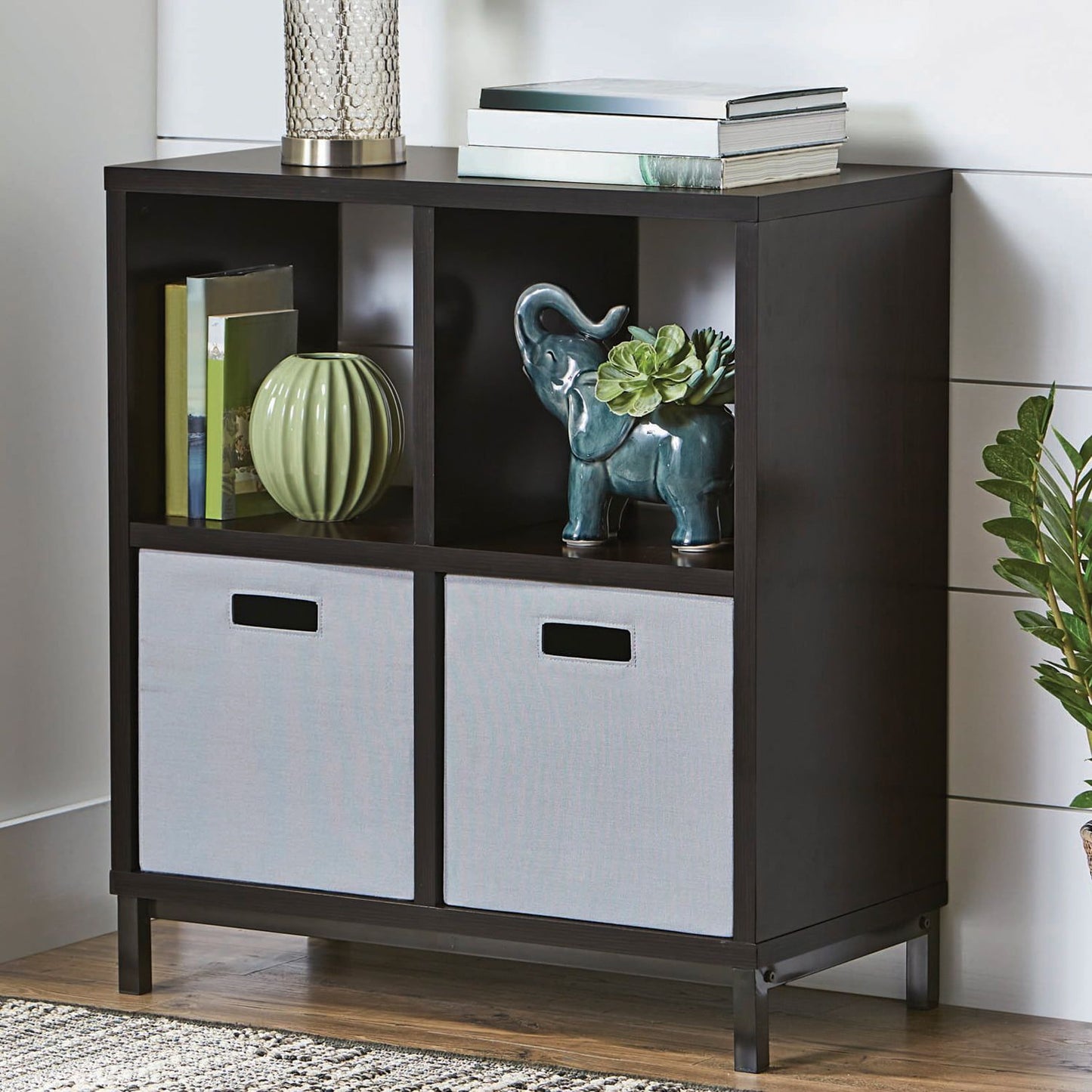 4-Cube Organizer with Metal Base: Versatile Storage Solution,Ideal for Living Rooms, Bedrooms, Offices