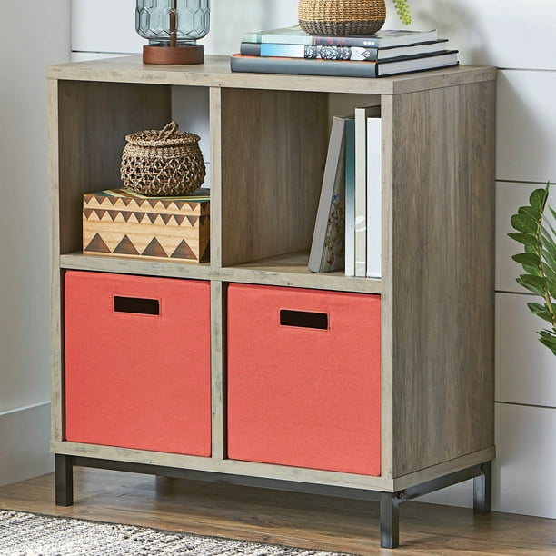 4-Cube Organizer with Metal Base: Versatile Storage Solution,Ideal for Living Rooms, Bedrooms, Offices
