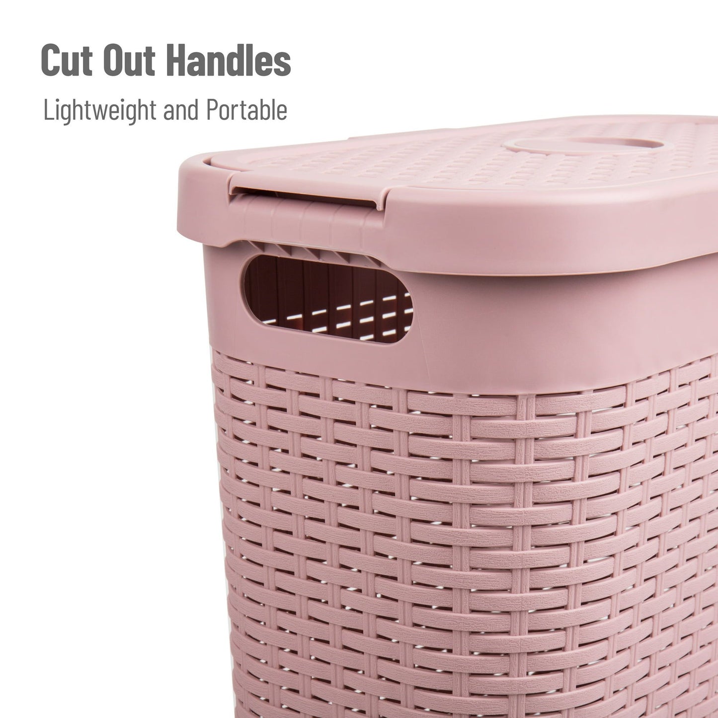 40 Liter Slim Laundry Basket with Cutout Handles & Lid