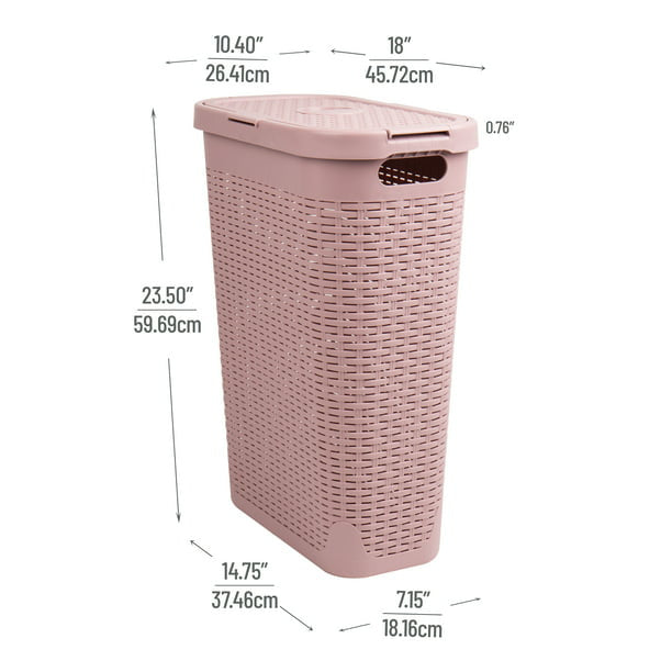40 Liter Slim Laundry Basket with Cutout Handles & Lid