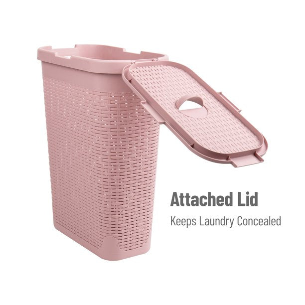 40 Liter Slim Laundry Basket with Cutout Handles & Lid