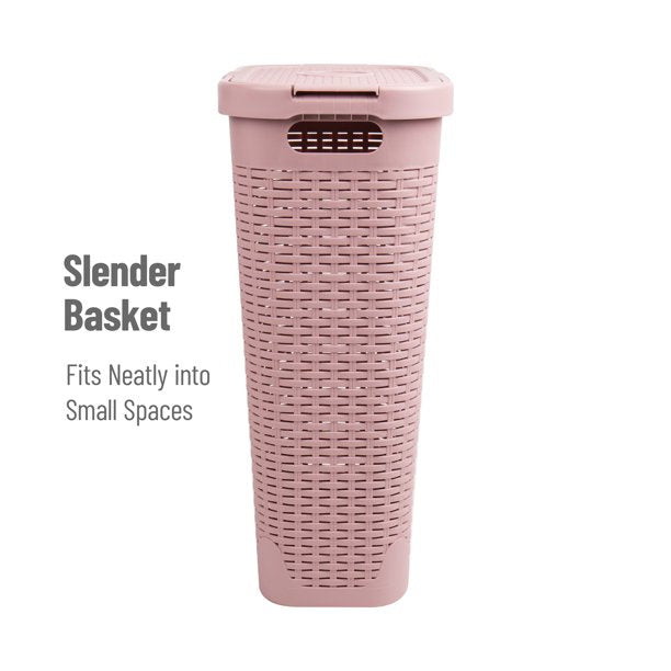 40 Liter Slim Laundry Basket with Cutout Handles & Lid