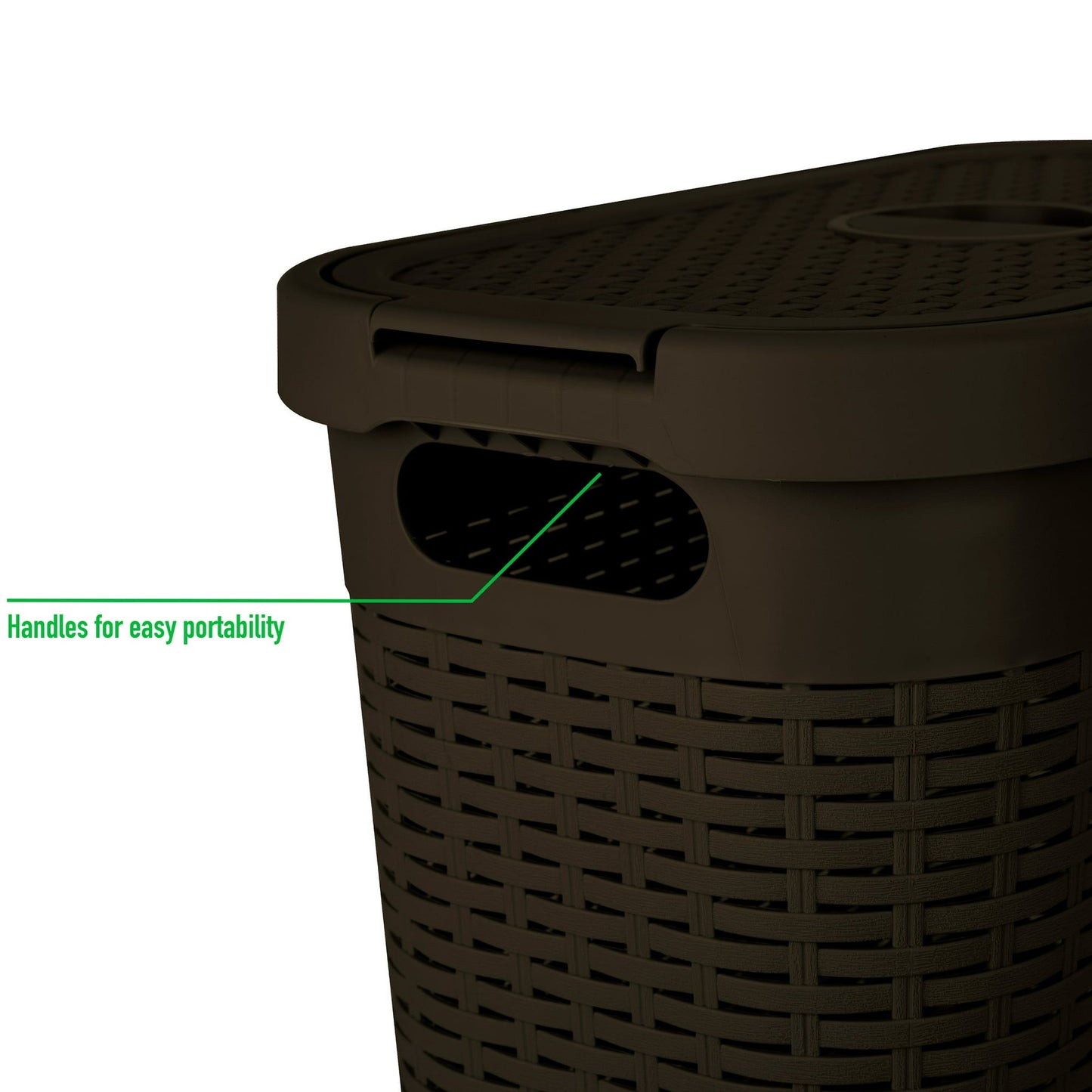 40 Liter Slim Laundry Basket with Cutout Handles & Lid