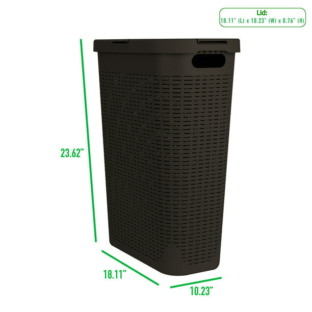 40 Liter Slim Laundry Basket with Cutout Handles & Lid