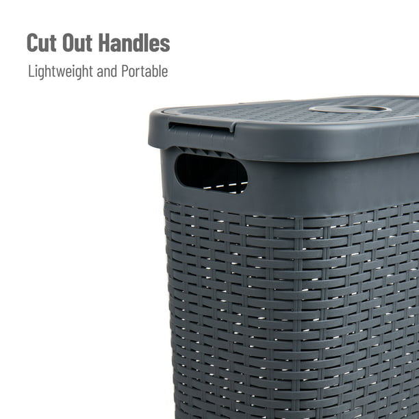 40 Liter Slim Laundry Basket with Cutout Handles & Lid