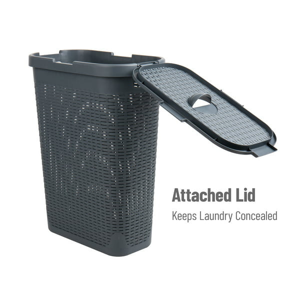 40 Liter Slim Laundry Basket with Cutout Handles & Lid