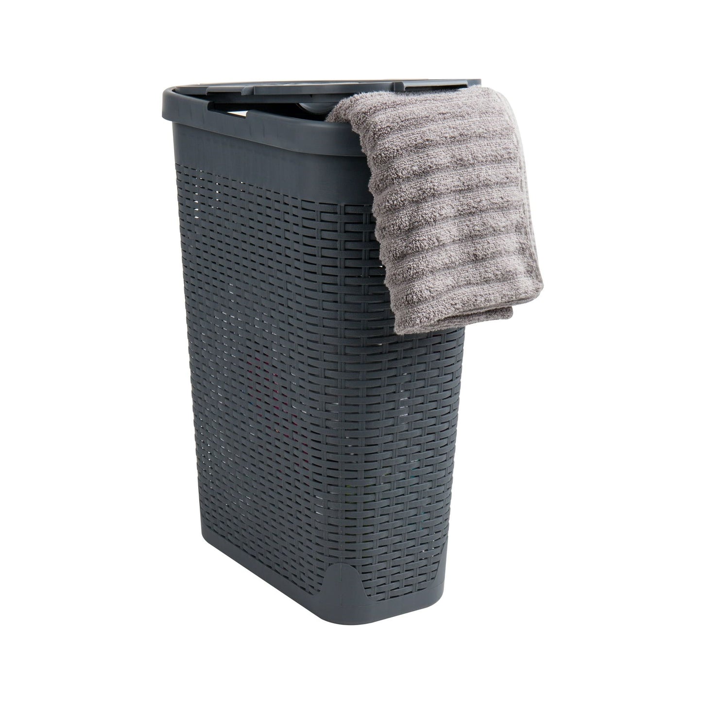 40 Liter Slim Laundry Basket with Cutout Handles & Lid