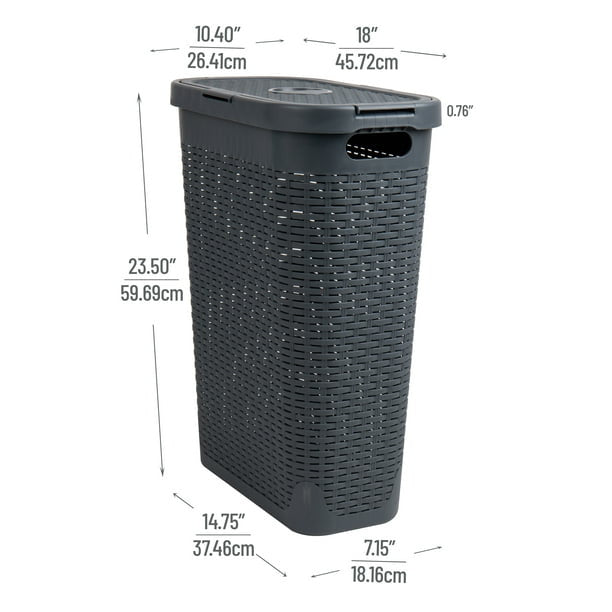 40 Liter Slim Laundry Basket with Cutout Handles & Lid