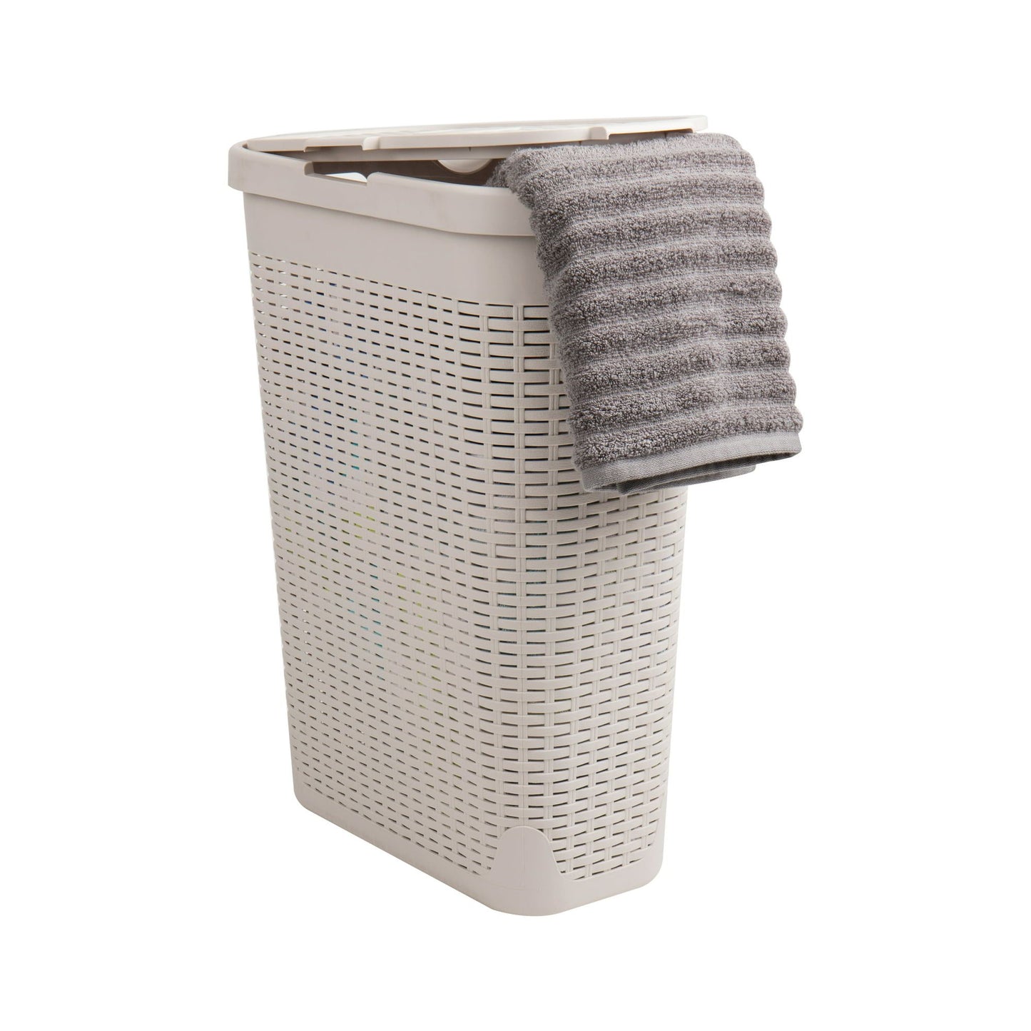 40 Liter Slim Laundry Basket with Cutout Handles & Lid