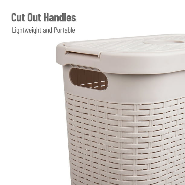40 Liter Slim Laundry Basket with Cutout Handles & Lid