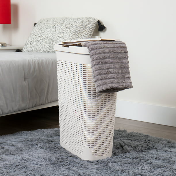 40 Liter Slim Laundry Basket with Cutout Handles & Lid