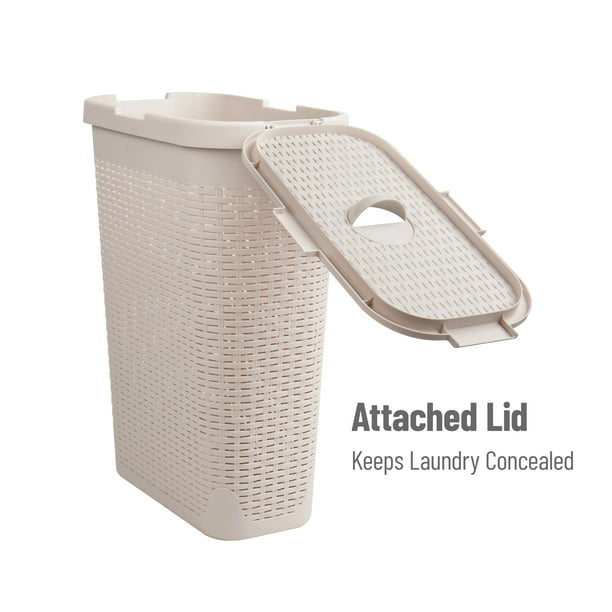 40 Liter Slim Laundry Basket with Cutout Handles & Lid