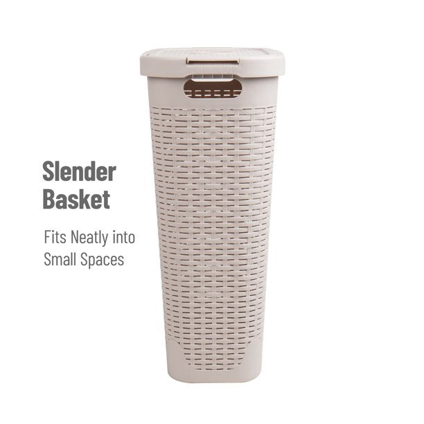 40 Liter Slim Laundry Basket with Cutout Handles & Lid