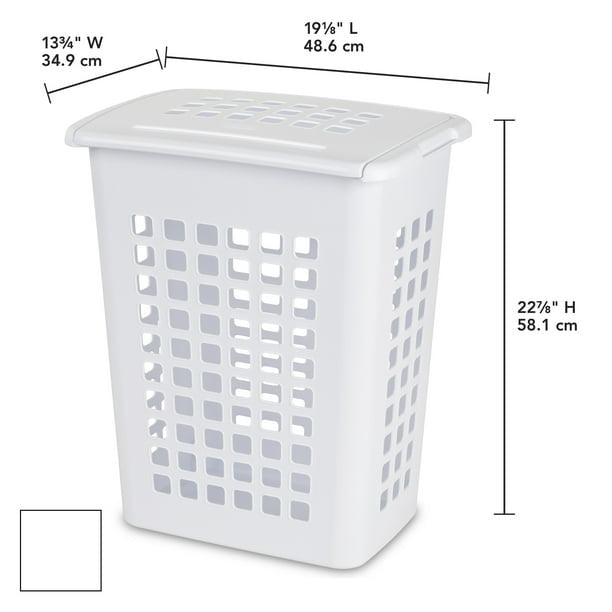 Rectangular LiftTop Plastic Laundry Hamper , White, Set of 4