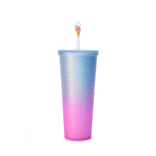 Full inlaid glass. Mattly black inlaid glass with a lid and straw. Repeatable double -wall insulation travel glass. Plastic acrylic soft color glass, suitable for ice coffee smoothies