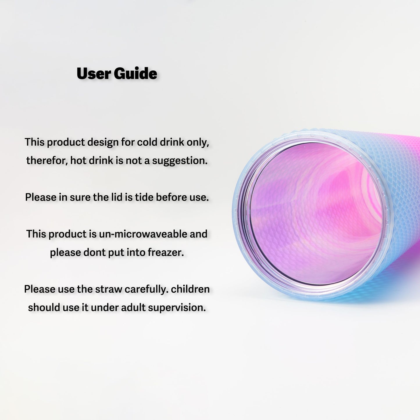 Full inlaid glass. Mattly black inlaid glass with a lid and straw. Repeatable double -wall insulation travel glass. Plastic acrylic soft color glass, suitable for ice coffee smoothies