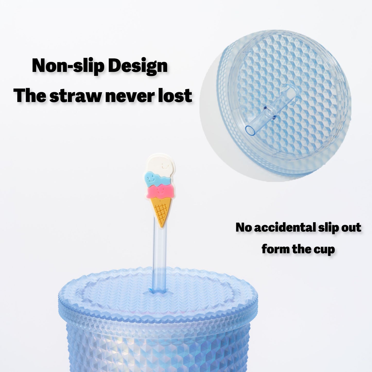 Full inlaid glass. Mattly black inlaid glass with a lid and straw. Repeatable double -wall insulation travel glass. Plastic acrylic soft color glass, suitable for ice coffee smoothies