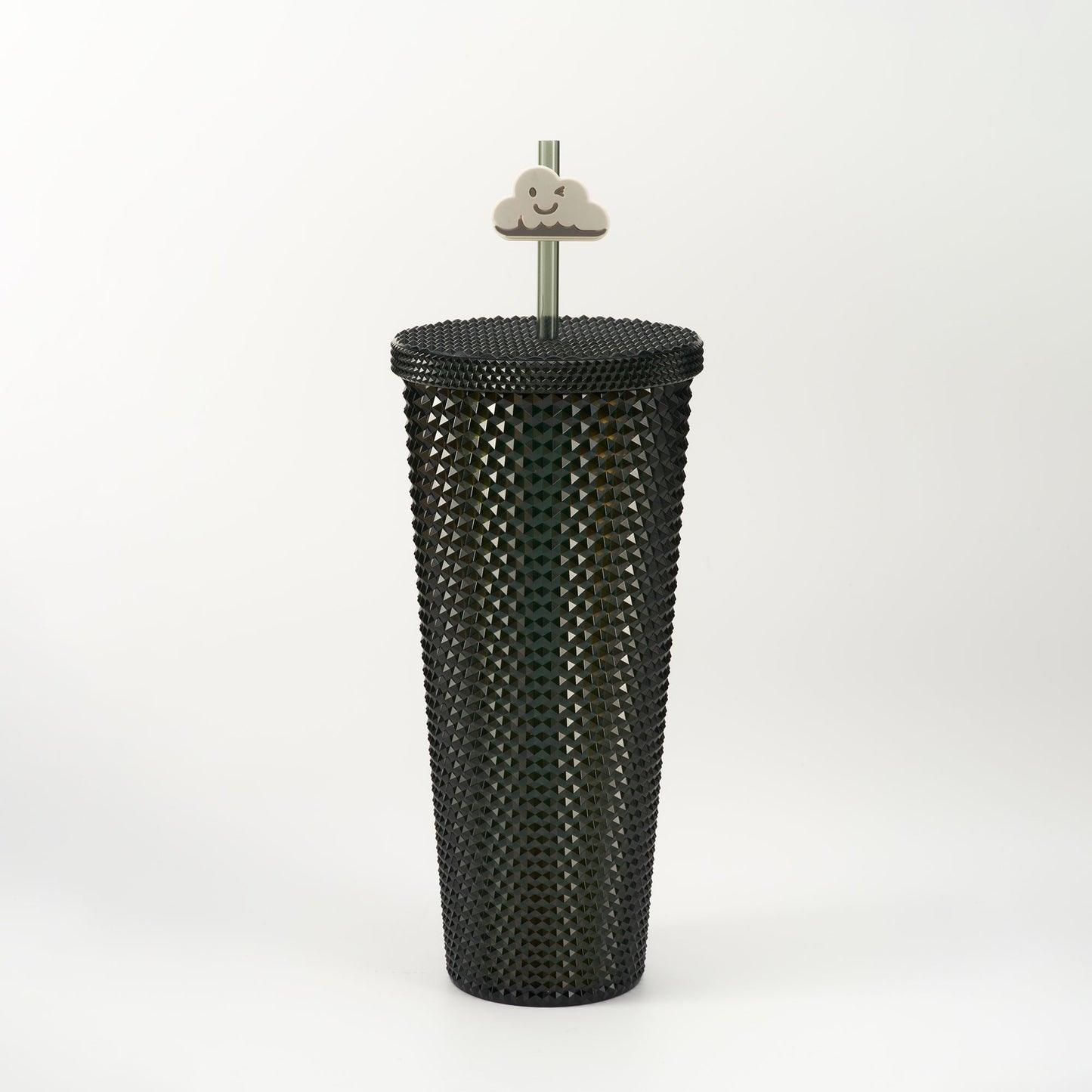Full inlaid glass. Mattly black inlaid glass with a lid and straw. Repeatable double -wall insulation travel glass. Plastic acrylic soft color glass, suitable for ice coffee smoothies