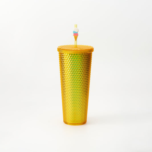 Full inlaid glass. Mattly black inlaid glass with a lid and straw. Repeatable double -wall insulation travel glass. Plastic acrylic soft color glass, suitable for ice coffee smoothies