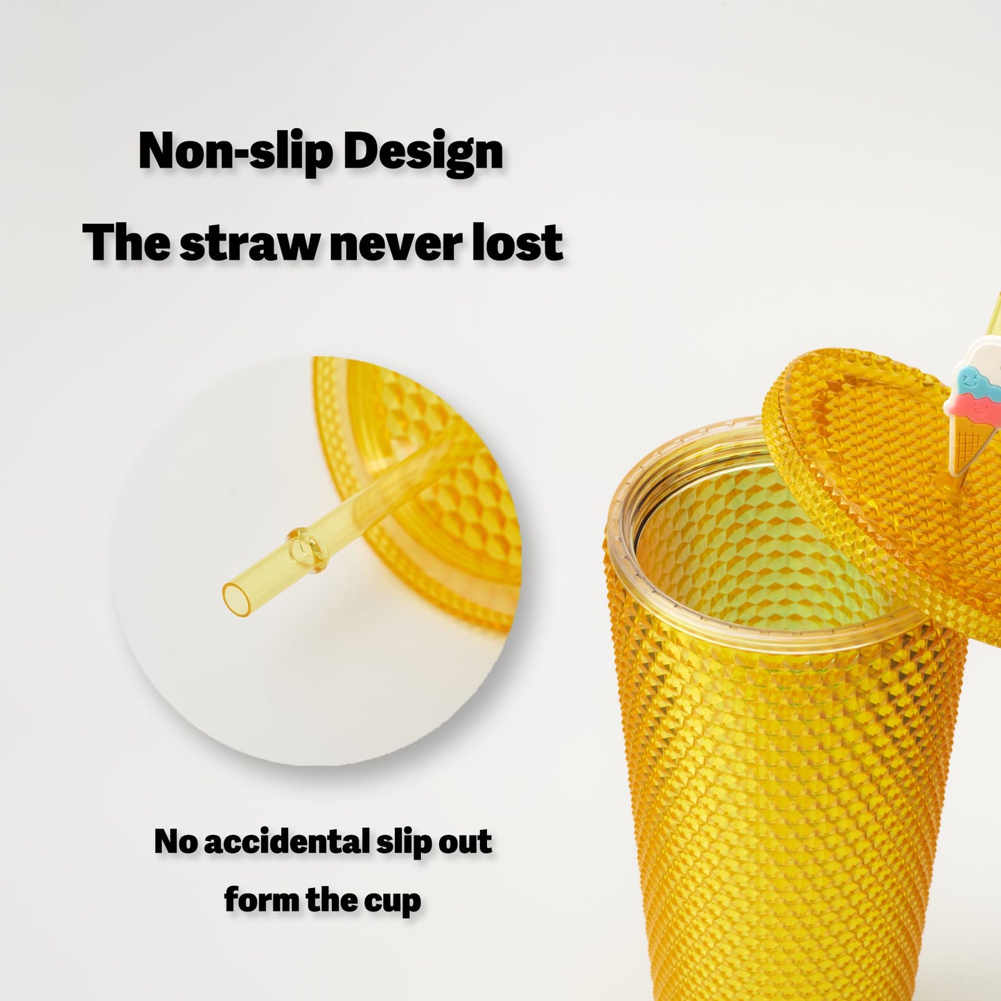 Full inlaid glass. Mattly black inlaid glass with a lid and straw. Repeatable double -wall insulation travel glass. Plastic acrylic soft color glass, suitable for ice coffee smoothies
