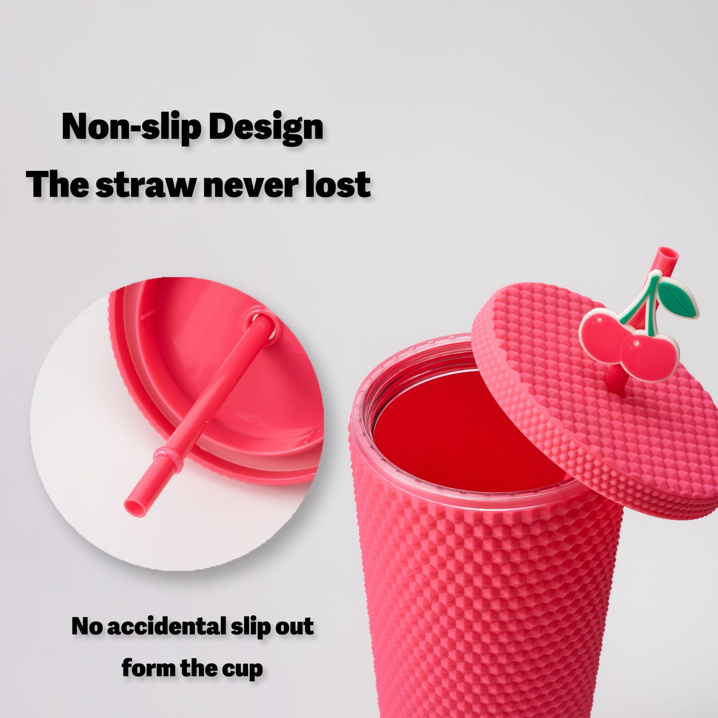 Full inlaid glass. Mattly black inlaid glass with a lid and straw. Repeatable double -wall insulation travel glass. Plastic acrylic soft color glass, suitable for ice coffee smoothies